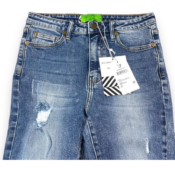 NWT SANDRINE ROSE  X FREE PEOPLE SKINNY JEAN WOMEN SIZE 28 SNOW RIPPED - Picture 3 of 10